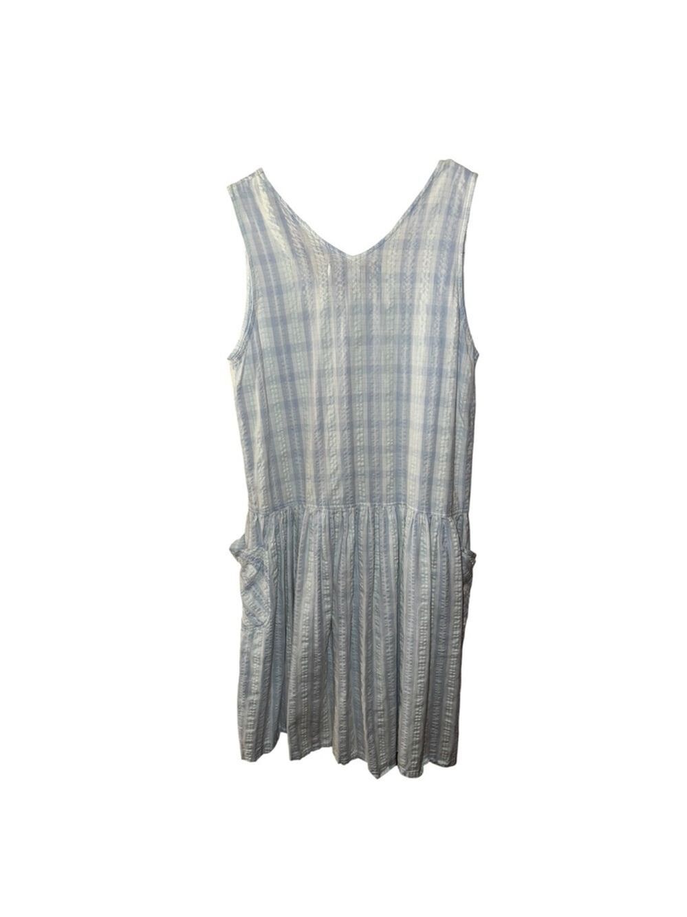 Allison Blair Blue Stripe Sleeveless Midi Dress Button Front Pockets Cottagecore - Picture 5 of 10